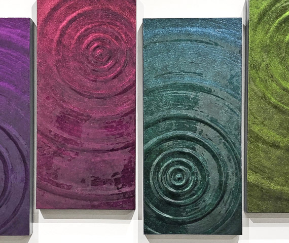 artmixMauricio Morillas 2023 SWIRLS mixed media with acrylic pigments and resins mounted on wood panel 4 panels 22x10 inches each